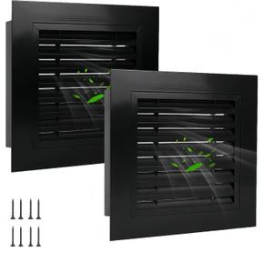 2pcs 16" x 16" Premium Aluminum Gable Vents with Screen, Paintable Design -Ideal for Attic and Shed Ventilation, Vent Opening 14"x14" (Black 16" x 16"-2 Pack)
