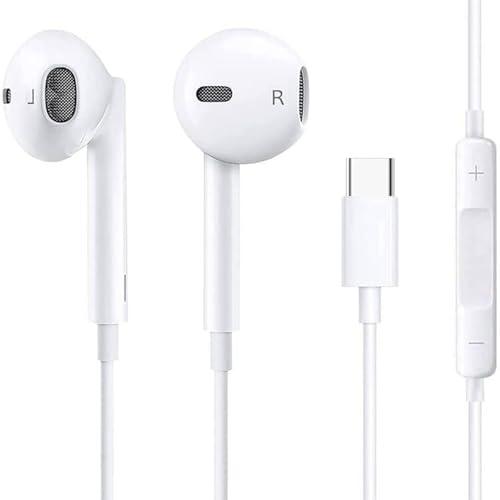 USB C Headphones for iPhone 17/17 Pro/16/16e/15 Pro Max/Plus, Type C Earbuds Wired Earphones (Microphone & Remote Control) Noise Cancelling for lPad Pro, Galaxy S23/S22/S21/Ultra Note10/20, Pixel