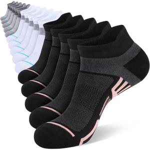 10/15 Pairs Womens Ankle Socks Lightweight Breathable Casual Low Cut Socks for Women With Heel Tab (15pairswhite&black&gray)