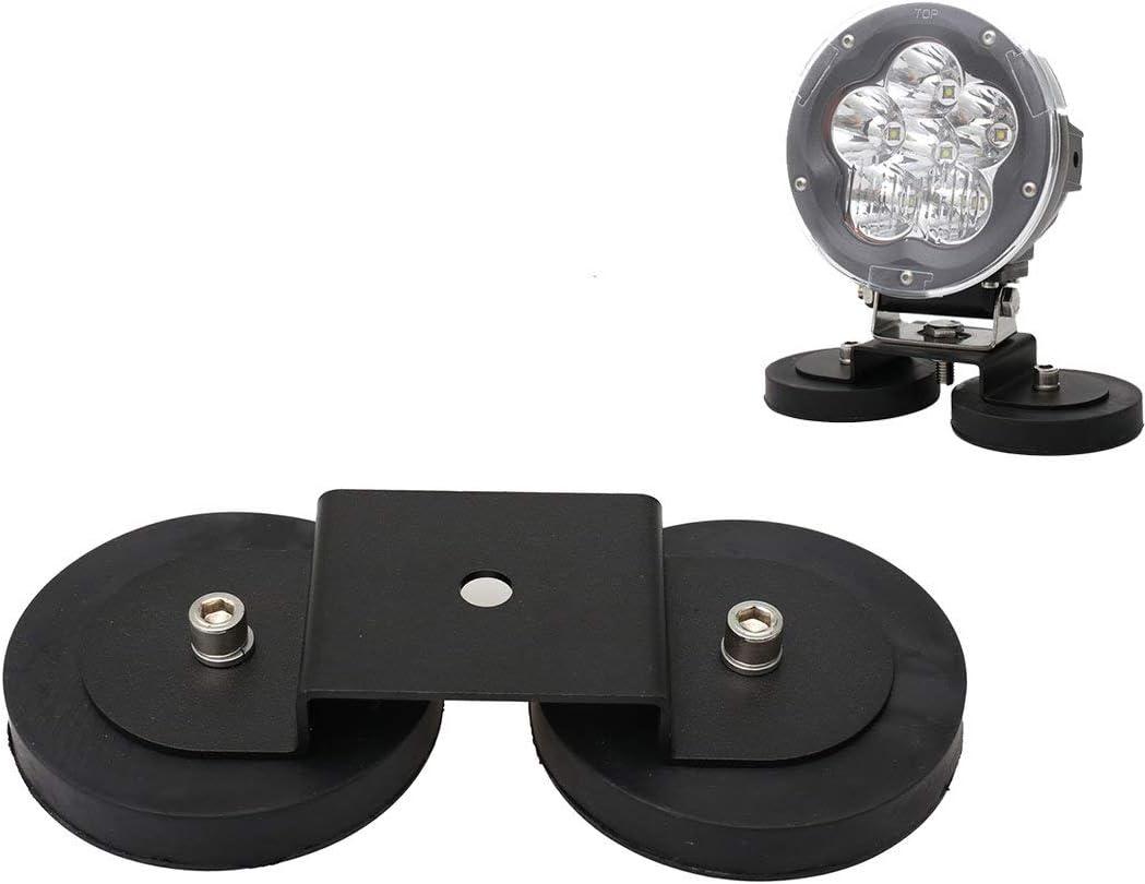 Universal-fit Ultra Strong Power Magnet Mounting Base/Magnetic Mount Holder for LED Offroad Light/Work Light/Offroad Light Bar on Roof/Hood of Trucks & SUVs, w/Rubber Pad to Prevent Scratches, 1 Pack