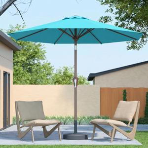 Patio Kingdom 10FT Patio Umbrella Outdoor Market Umbrella with Crank and Tilt, 8 Flexible Fiberglass Ribs, UV-Resistant Waterproof Canopy for Patio, Deck, Garden, Backyard, Sky Blue