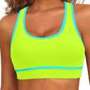 Holipick Women's Sports Bra Bikini Tops Racerback Swim Top Scoop Neck Bathing Suits Top Modest Padded Crop Tops Swimsuit Only (Medium, Neon Yellow-green)