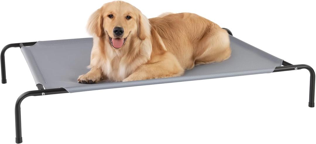 Elevated Dog Bed for Large Dogs,Raised Dog Cots,Indoor & Outdoor Cooling Waterproof Pet Hammock with Washable Breathable Mesh,Grey 50in (XL- 50.8"x 31"x 8")
