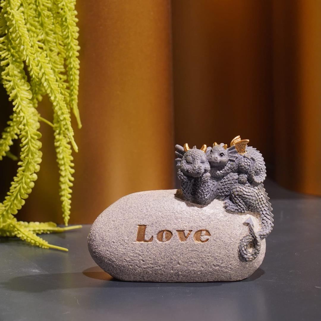 Guichifun Dragon Statue Farmhouse Kitchen Decor - Cute Resin Indoor Dragon Figurines with Love Word Statues for Home Decor 3.25 X 1 X 2.25 Inch