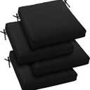 Outdoor Chair Cushions Set of 4, 19" x 19" Waterproof Patio Furniture Cushions with Removable, Machine-Washable, Fade-Resistant Covers  Black, Square
