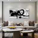 ANCXWOTER Large Canvas Wall Art for Living Room Bedroom Abstract Line Black and White Picture Ink and Wash Artwork Canvas Prints 24x48 Inch