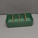 BSTKEY Seasoning Packet Organizer, Food Storage Organizer with Divided 4 Bamboo Wood Compartments, Green Plastic Storage Caddy for Pantry Cabinet, Kitchen Organization Bin for Snacks Spice Packets