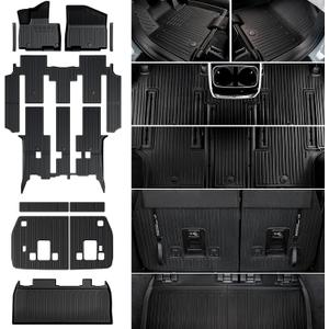 Floor Mats Set for 2022-2025 2026 Kia Carnival 8 Seats(Gas Only), All Weather TPE Backrest Mat Trunk Lower Well Mat Cargo Liner Door Sill Guards Accessories (Full Mats Set for Full Coverage)