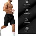 Men's Athletic Shorts 9'' Quick Dry Workout Running Shorts Lightweight Sports Gym Basketball Shorts with Pockets (Black)