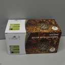 2 Pack Outdoor Solar Hanging Lantern Lights Metal LED Decorative Lamp for Garden Patio Courtyard Lawn and Table with Hollowed-Out Design (Bronze)