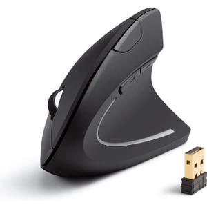 Anker 2.4G Wireless Vertical Ergonomic Optical Mouse for Work, Multi-Device Connectivity, 800/1200 /1600 DPI, 5 Buttons for Laptop, Desktop, PC, MacBook - Black