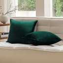 JIAHANNHA Velvet Green Throw Pillow Covers 22x22 Inches 1Pack Soft Decorative Square Cushion Covers for Couch Sofa Bed Livingroom Car, 55x55Cm