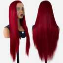 Red Wig Synthetic Lace Front Wig Glueless 13x4 HD Lace Front Wigs Pre Plucked 26 Inch Long Straight Ready to Wear Wigs for Women Beginner Friendly