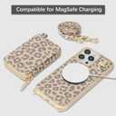 Cavor for iPhone 14 Pro Max Wallet Case with Card Holder for Women Men, for iPhone 14 Pro Max Case with Strap, Crossbody Lanyard Phone Case, Magnetic Detachable Compatible with Magsafe-Beige Leopard