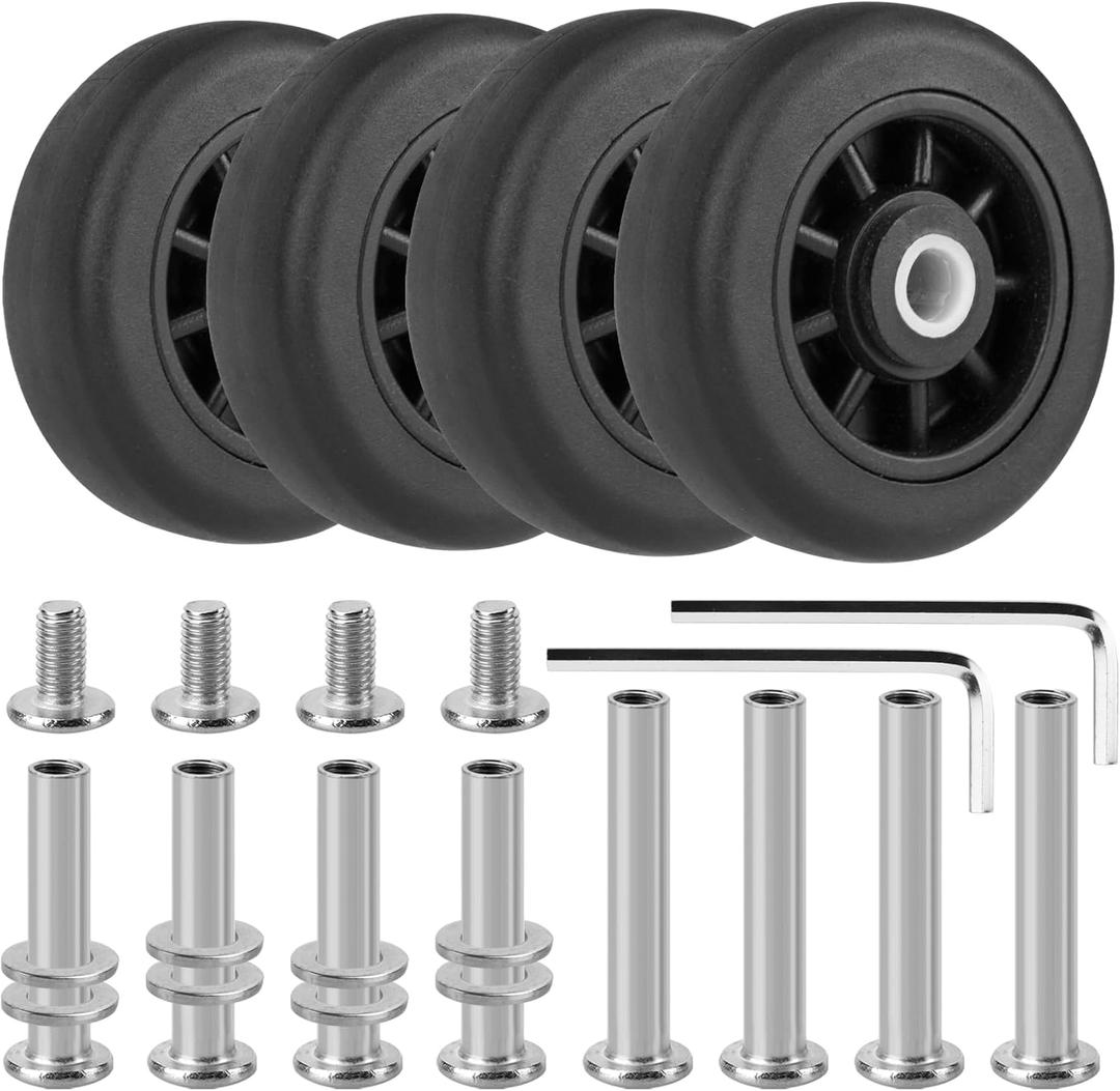 4 Pcs Luggage Replacement Wheels, 50mm/1.97in Plastic Suitcase Wheels Replacement, Wear-Resistant Spare Luggage Casters Repair Kit, V-C1