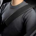 2PS seat Belt Cover pad,Faux Leather Seatbelt Covers Strap Shoulder Cushion for Driver Accessories,Backpack, Shoulder Bag (Black)
