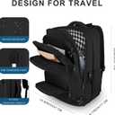 Travel Backpack for Women, 52L Carry On Backpack, Extra Large Expandable Travel Bag, 18.4 Inch TSA Flight Approved Luggage Business Daypack with USB, Teacher Traveling Rucksack, Black