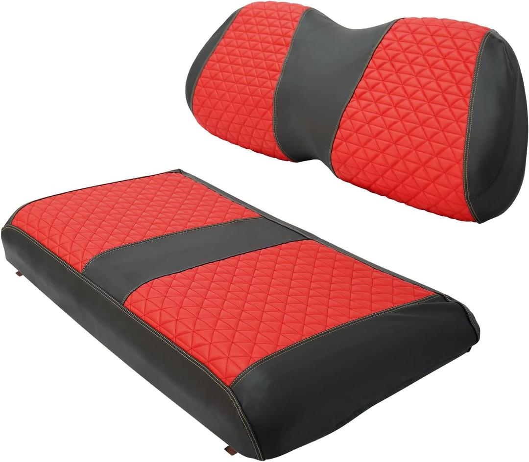 XUANYUDG0769 Golf Cart Seat Covers for Club Car Precedent Onward Tempo OEM Ordinary Seat Cushion Front Sets, Vinyl Leather Made Adjustable Straps and Retractable Buckle/No Stapler Required