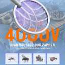 Mosiller Electric Fly Swatter Racket, 4000V Bug Zapper with 1800mah Rechargeable Battery & Dual Modes, 2 in 1 Purple Mosquito Light Killer with 3-Layer Safety Mesh for Indoor Home Patio Camp(1 Pack) Gray