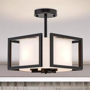 Modern Ceiling Light Fixture - Easric Semi Flush Mount Ceiling Light Industrial Light Fixtures Ceiling Mount with Fabric Shade Black Metal Frame Drum Ceiling Lights for Bedroom,Hallway,Kitchen Modern Ceiling Light Fixture - Easric Semi Flush Mount Ceiling Light Industrial Light Fixtures Ceiling Mount with Fabric Shade Black Metal Frame Drum Ceiling Lights for Bedroom,Hallway,Kitchen