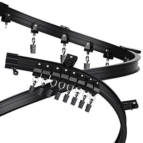 Fubeasi Black Flexible Bendable Ceiling Curtain Track, Curved Ceiling Track for Curtains, Room Divider Ceiling Track Rail System(3 m/ 9.8 ft)