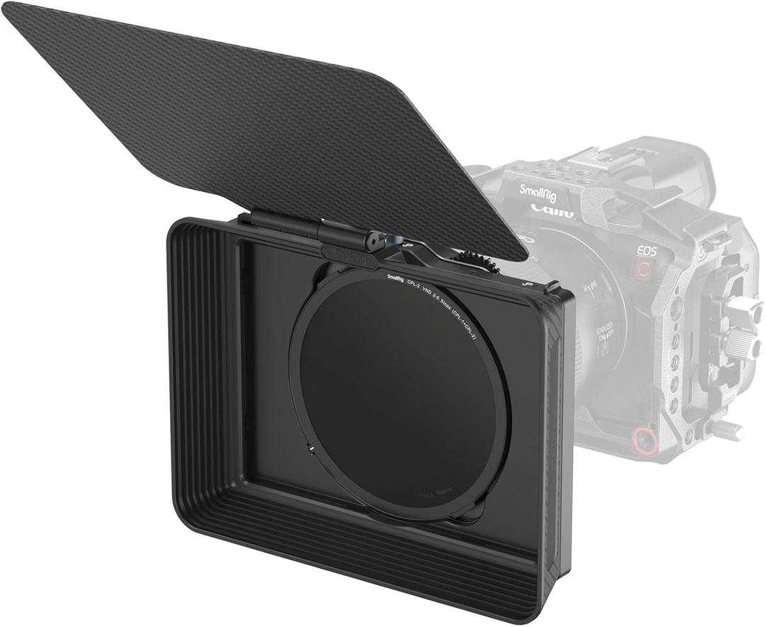 SmallRig Matte Box with Adjustable Clamp from 67mm - 82mm, with Lens Hood, Top Flag, CPL 1 & 2 Filters, for DSLR Mirrorless Cameras - 4411