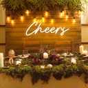 Cheers Neon Sign USB Powered with Dimmable Switch,LED Neon Light Sign for Wall Background Decor,Cheer Light Up Sign Neon for Bar Birthday Party Wedding 16.5 * 7in, Warm White