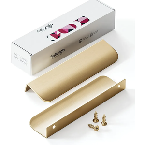 Satanga Edge Finger Tab Pulls for Cabinets Invisible Kitchen Concealed Aluminum Flat Hidden Drawer Pull Modern Pack of 5 Matte Brushed Gold 2-1/2 inch Easy Installation