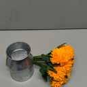 Domensi Mexican Artificial Marigold Flowers Table Centerpiece Decoration 9 Fake Silk Flowers with Metal Pot Halloween Flower Day of The Dead Home Dining Table Decoration for Diwali(Orange)