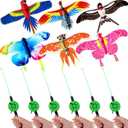 6 Pcs Mini Fishing Rod Kite for Kids Ages 4-8 8-12,Vivid Butterfly Swallow Parrot,Easy to Fly,Goldfish Phoenix Kites for Adults Family in Spring Outdoor Beach Team Building,12 Inch