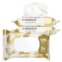 The Honest Company Flushable Wipes for Sensitive Skin, Hypoallergenic, Fragrance-Free, Gilded Wings Design, 126 Count