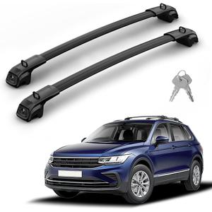 Richeer 330LBS Roof Rack Cross Bars for VW Tiguan 2018-2026 (Not for Limited) & Taos 2022-2026,Lockable Heavy Duty Aluminum Cross Bar Modified Tie-Down Loops for Cargo Racks Rooftop Luggage Carrier