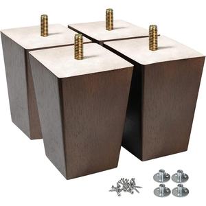 Wood Furniture Legs, 4 inch Sofa Legs, Square Couch Legs Pack of 4, Wood Legs for Table w/Pre-drilled Hanger Bolt