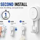 HOME&I Heavy Duty Suction Cup Hooks, 11 lb Strong Hold, No Drill Shower Hooks for Bathroom, Easy Push Install, Removable & Reusable, for Tile Glass Mirror, 2 Pack