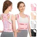 Back Brace and Adjustable Posture Corrector And Trainer for Women and Men , Back Straightener , Scoliosis and Hunchback Correction , Back Pain , Spine Support , Pink , Medium (Waist 34-41 Inch)