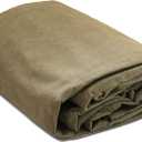 WHITEDUCK Canvas Tarp 18 oz. Heavy Duty Water Repellent UV Resistant, Rustproof Grommets, Industrial & Commercial Use Cloth Tarp (Cut Size: 8'x10', Finished Size: 7'6"x9'6", Olive Drab)