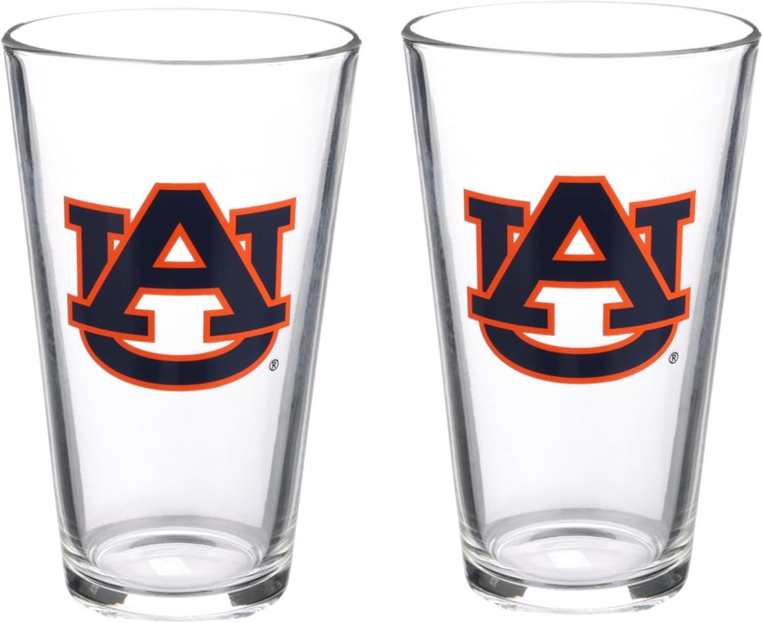 The Memory Company Officially Licensed NCAA 16 oz Pint Glasses Set of 2-16 oz Pint Glass, Licensed Team Drinkware, Stylish Gameday Glassware, Team Logo