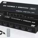 HDMI Splitter 120Hz 4k - 5 in 1 Out 8K HDMI 2.1 Switch Box Port Expander Selector with Remote Support 3D/HDR/HDCP2.3, Compatible with PS 5/4/3 Xbox Switch DVD Player TV PC 4k 120Hz HDMI Splitter