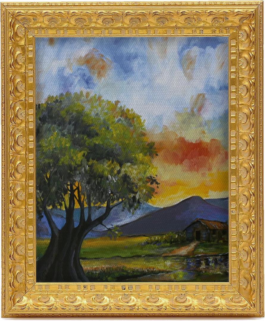 11x14 Wood Frame for Canvas Painting,Gold Baroque Canvas Frame