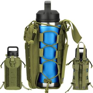 Molle Water Bottle Holder, Water Bottle Pouch Attachment for Backpack, Adjustable Multi-Purpose Tactical Bag for 16 24 32 40 64 oz Adapted to Vest Belt (Green)