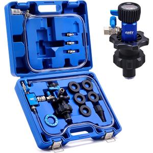 Orion Motor Tech Coolant Vacuum Refill Kit, Cooling System Vacuum Fill Tool with Leak Detector 5 Round Adapters 1 Conical Adapter, Radiator Coolant Fill Kit with Dual-Movement Gauge for Vacuum Leak