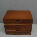 Wooden Storage Box Rustic Desktop Organizer with 3 Drawers Office Desk Accessories Shelf Small Craft Storage Containers Apothecary Cabinet and Chest Jewelry Holder for women(BROWN)