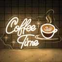 Coffee Time Neon Sign Latte Art Neon Lights Neon Bar Signs for Wall Decor LED for Cafs, Kitchens & Breakfast Bars Light Signs Retro Diner Lighting