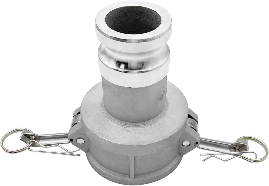 Camlock Fittings Type DA4020 4 Female Camlock  2 Male Standard Couplings Cam lock Fittings Aluminum Material Cam Groove Fitting Dust Plug (4" Female to 2" Male)