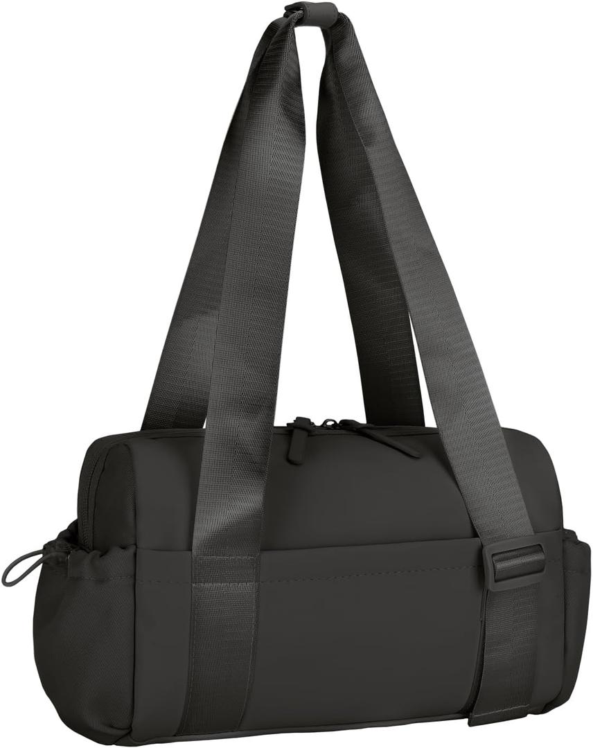Mini Gym Bag for Women, Small Duffle Tote Bag with Wet Compartment, Lightweight Cute Gym Bag for Girls Weekender Yoga Workout Work, Black