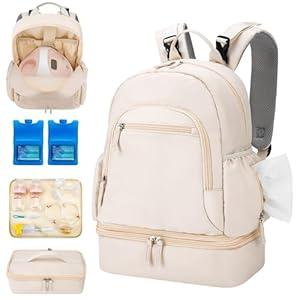 Breast Pump Backpack Fit for Spectra S1 and S2 with Removable Cooler Compartment, Pumping Bag for Pump Accessories, Breast Pump Bag for Work, Travel and Family Use Black