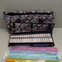 American Mahjong Game Set, 166 White Tiles, 4 All-in-One Color Rack/Pushers, Complete Mahjong Tile Set, Printed Carrying Bag