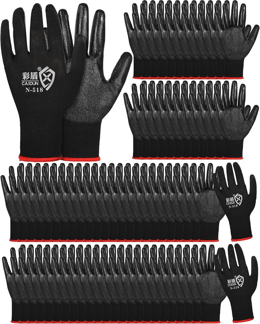 Potchen 72 Pairs Gardening Work Gloves Bulk for Men Women, Rubber Coated Garden Multipack Safety Construction Glove