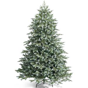 7ft Artificial Christmas Tree, Feel Real Unlit Hinged Xmas Spruce Tree w/ 1260 Mixed PE & PVC Branch Tips, Metal Stand, Wintry Indoor Decoration for Holiday Festival
