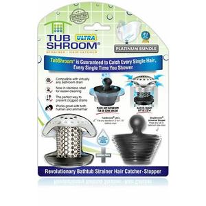 TubShroom Ultra Revolutionary Bath Tub Drain Protector Hair Catcher/Strainer/Snare, Stainless Steel, Stainless Combo